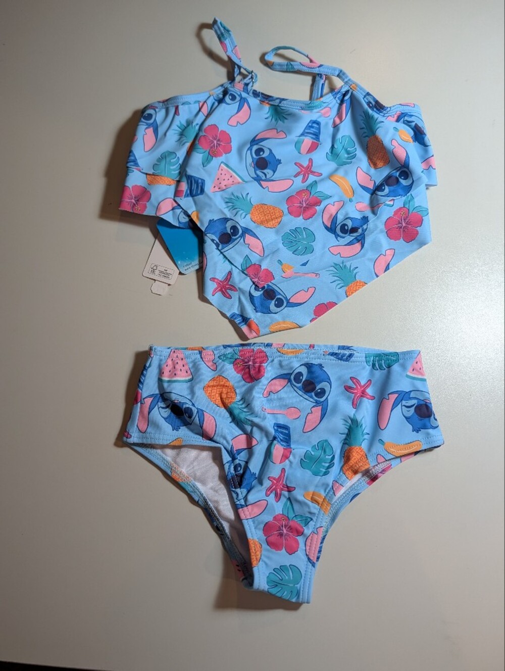 PatPat Disney Blue Tropical Stitch Two-Piece Bikini Set 6/7 Years NWT